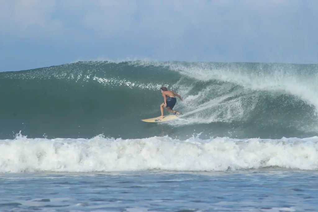 surfing getting barrelled 