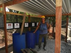 Guanacaste Builder's worker stoked on the on-site recycling center.