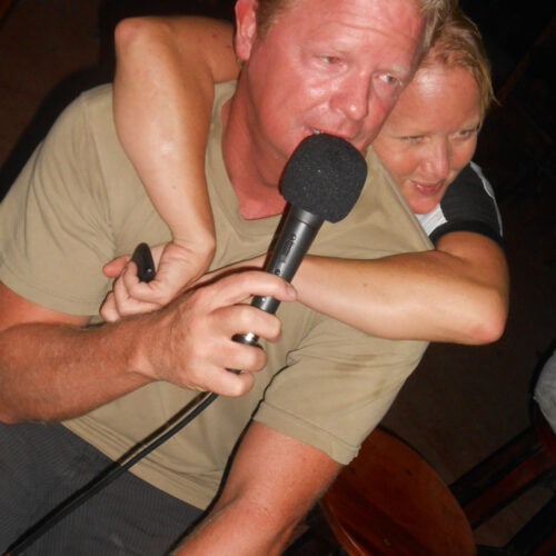 Tim and Marsi karaoke night