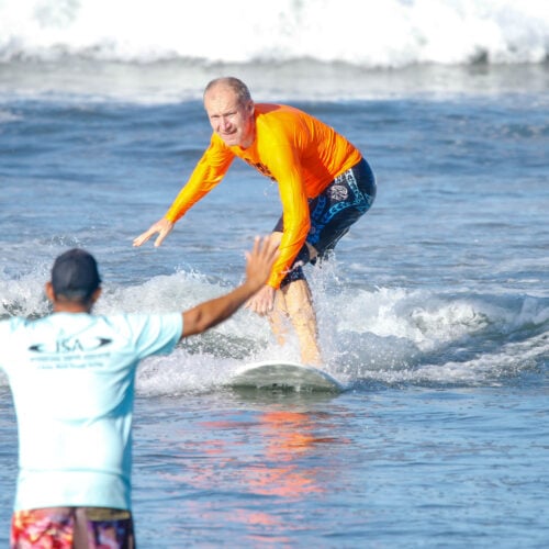 You are never too old to learn how to surf with Safari Surf School in Costa Rica and Panama